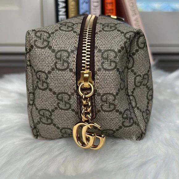 Cosmetic Bag Gucci Ophidia GG Supreme Brown Coated Canvas Large Zippy Gold Tone - Picture 4 of 17